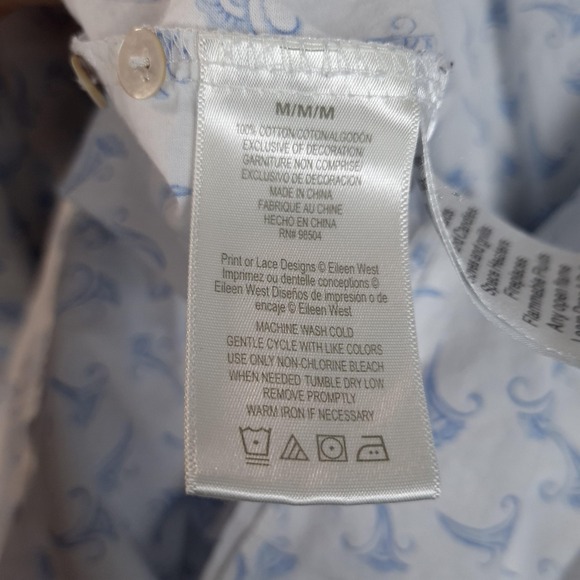 Eileen West Nightgown Womens Medium White Blue Floral Lace Sleeveless Ruffle - Picture 16 of 16